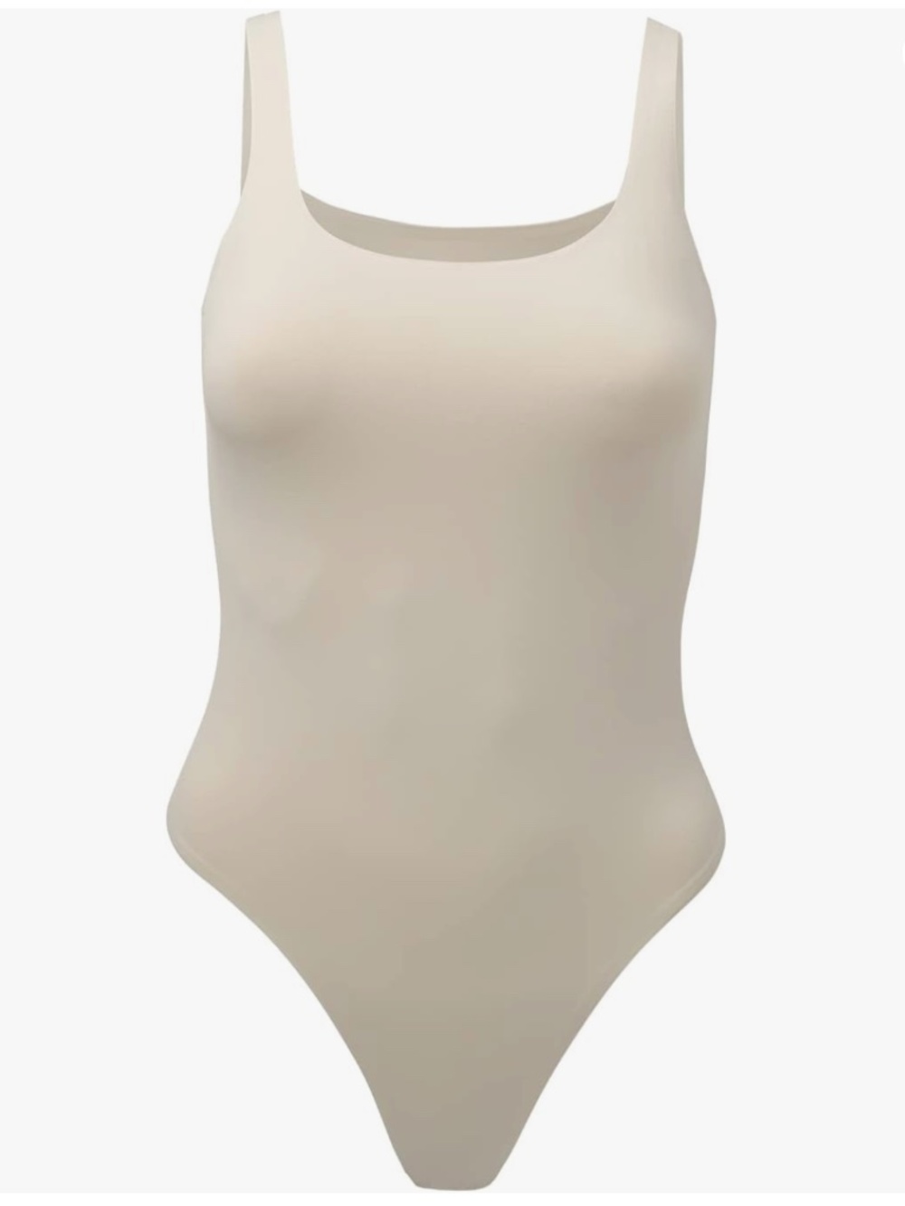 Almere Low Back Contour Tank High Cut Thong Bodysuit in Oatmeal